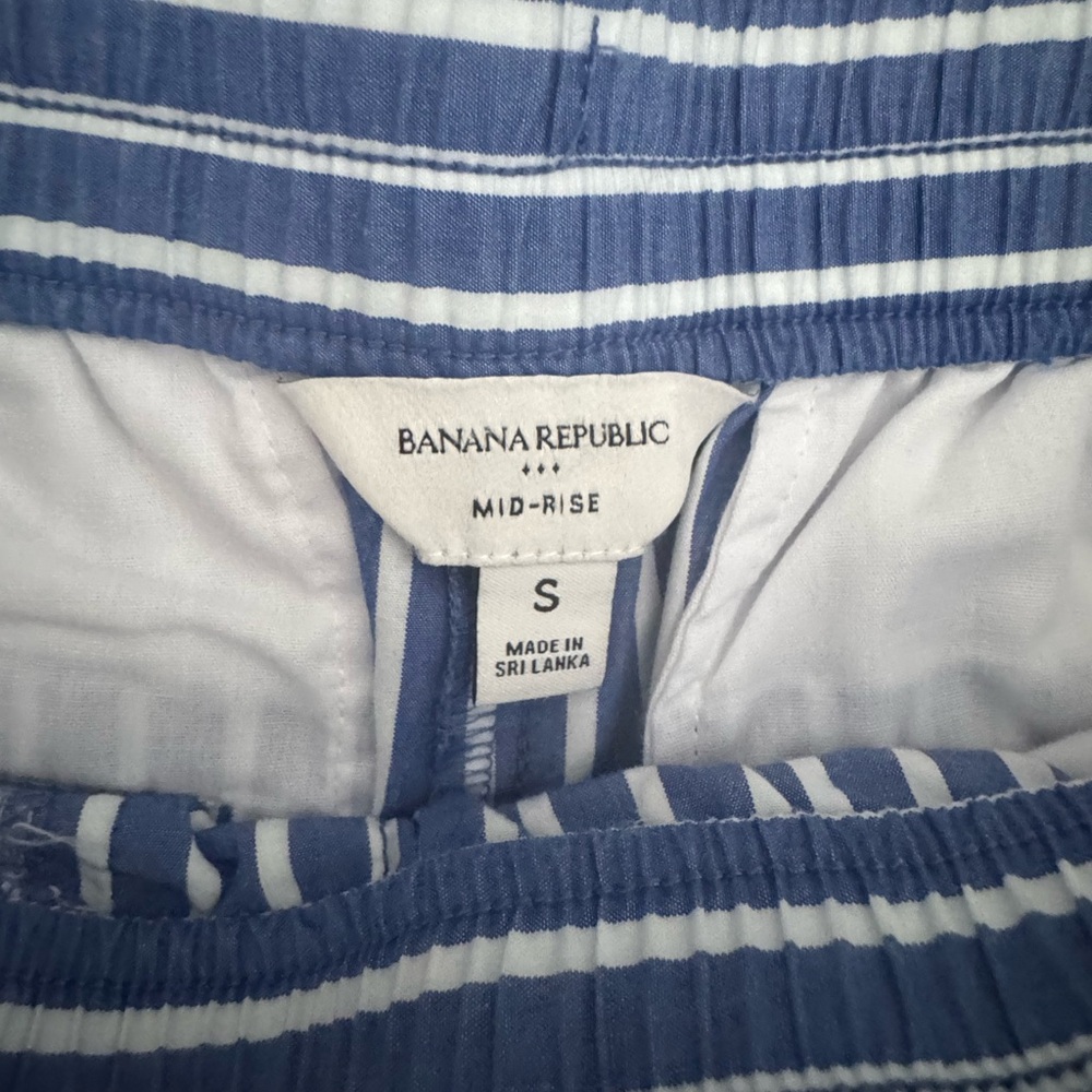 Banana Republic Factory Seersucker Striped Blue White Drawstring Shorts XS - Picture 6 of 7